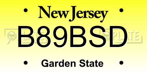 B89BSD New Jersey License Plate