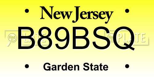 B89BSQ New Jersey License Plate