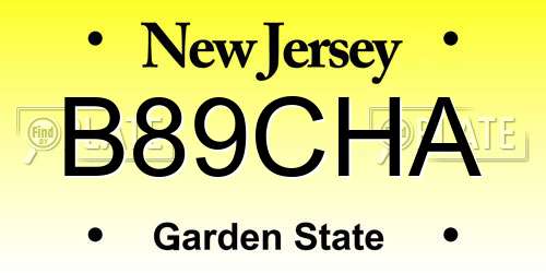 B89CHA New Jersey License Plate