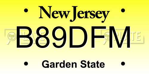 B89DFM New Jersey License Plate