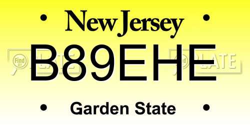 B89EHE New Jersey License Plate