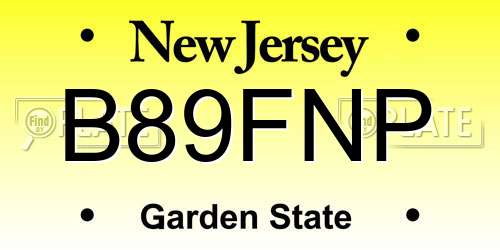 B89FNP New Jersey License Plate