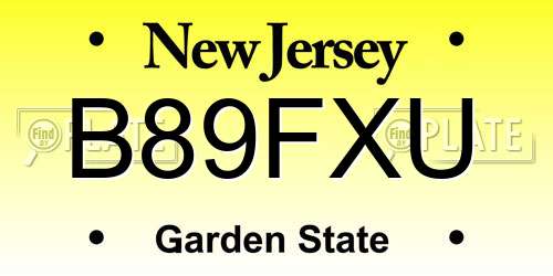 B89FXU New Jersey License Plate