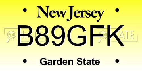 B89GFK New Jersey License Plate