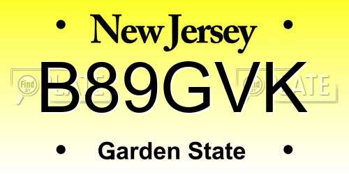 B89GVK New Jersey License Plate