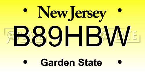 B89HBW New Jersey License Plate
