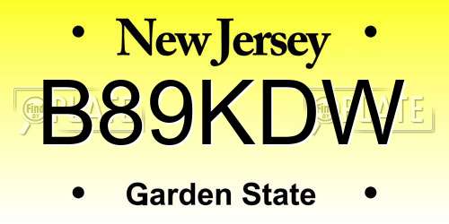 B89KDW New Jersey License Plate