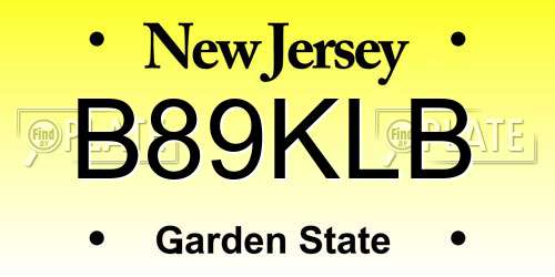 B89KLB New Jersey License Plate