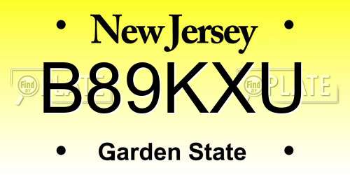 B89KXU New Jersey License Plate