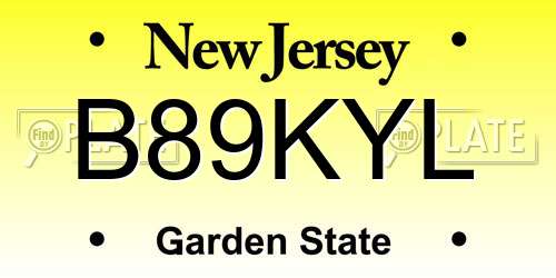B89KYL New Jersey License Plate