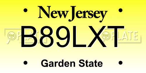 B89LXT New Jersey License Plate