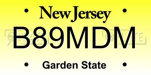 B89MDM New Jersey License Plate