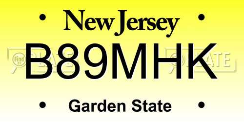 B89MHK New Jersey License Plate
