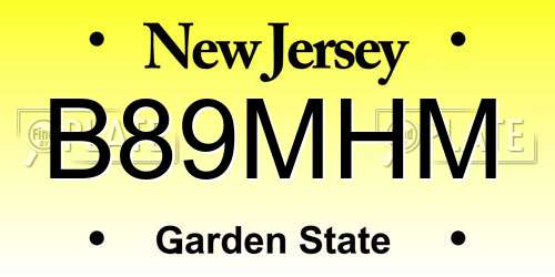 B89MHM New Jersey License Plate
