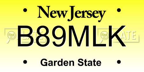 B89MLK New Jersey License Plate