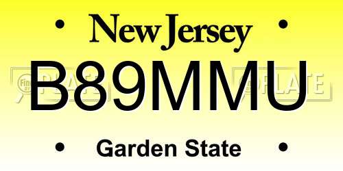 B89MMU New Jersey License Plate