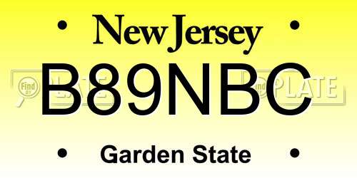 B89NBC New Jersey License Plate