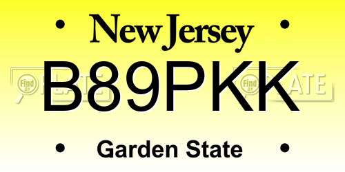 B89PKK New Jersey License Plate