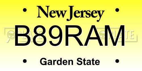 B89RAM New Jersey License Plate