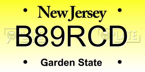 B89RCD New Jersey License Plate