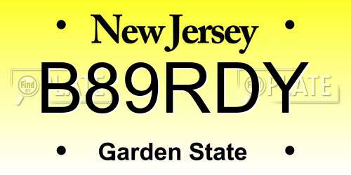 B89RDY New Jersey License Plate