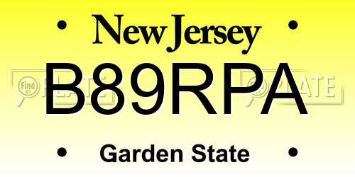 B89RPA New Jersey License Plate