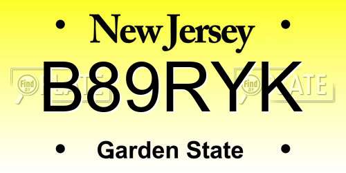 B89RYK New Jersey License Plate