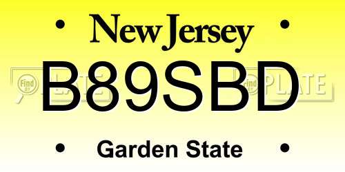 B89SBD New Jersey License Plate