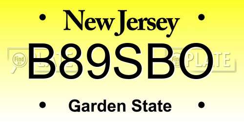 B89SBO New Jersey License Plate
