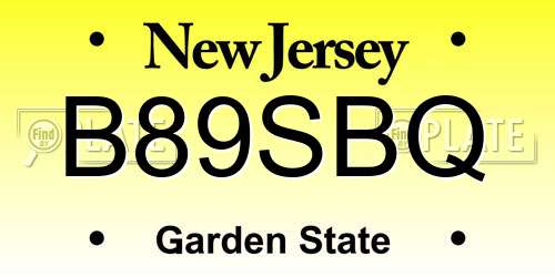 B89SBQ New Jersey License Plate