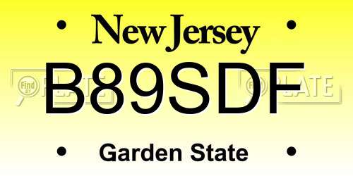 B89SDF New Jersey License Plate