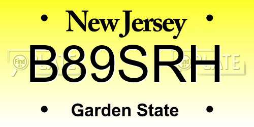 B89SRH New Jersey License Plate