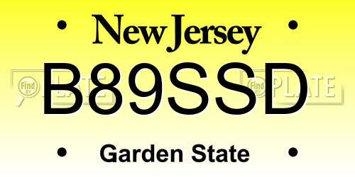 B89SSD New Jersey License Plate