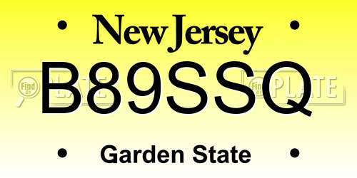 B89SSQ New Jersey License Plate