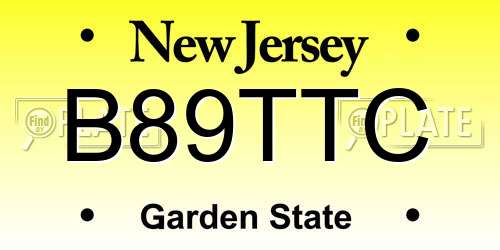 B89TTC New Jersey License Plate