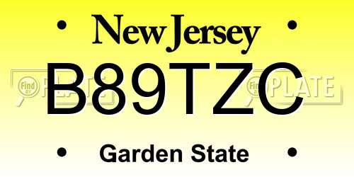 B89TZC New Jersey License Plate