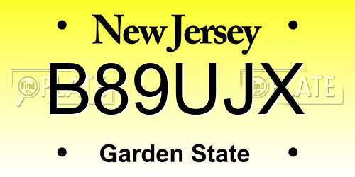 B89UJX New Jersey License Plate