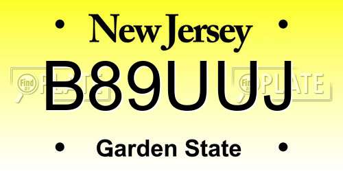 B89UUJ New Jersey License Plate