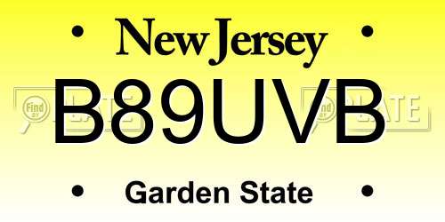 B89UVB New Jersey License Plate