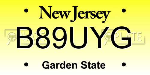 B89UYG license plate in NJ state