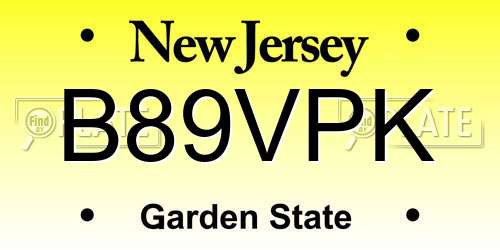 B89VPK New Jersey License Plate