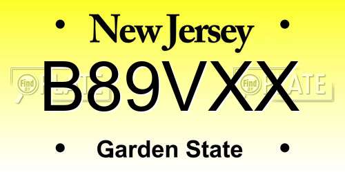 B89VXX New Jersey License Plate