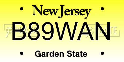 B89WAN New Jersey License Plate