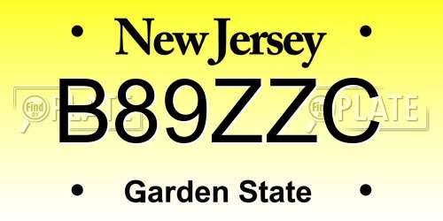 B89ZZC New Jersey License Plate