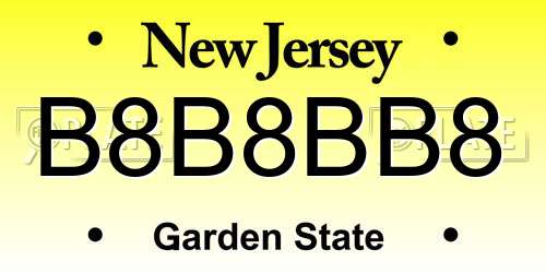B8B8BB8 New Jersey License Plate