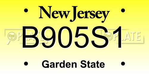 B905S1 New Jersey License Plate
