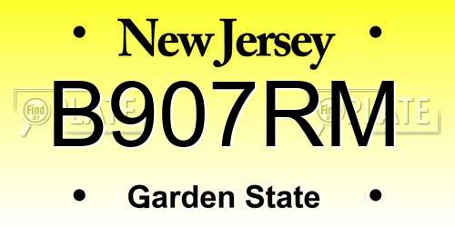 B907RM New Jersey License Plate