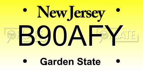 B90AFY New Jersey License Plate