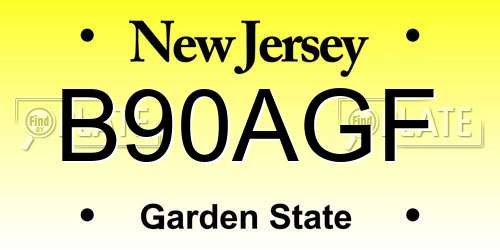 B90AGF New Jersey License Plate