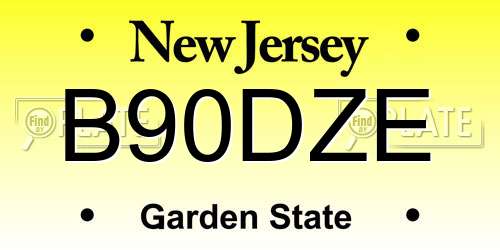B90DZE New Jersey License Plate